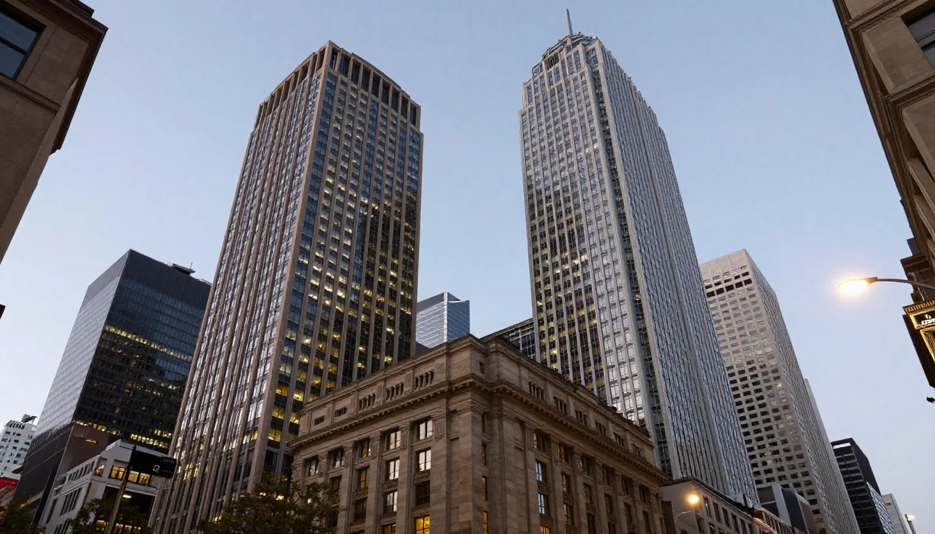 Melbourne financial precinct twilight architecture