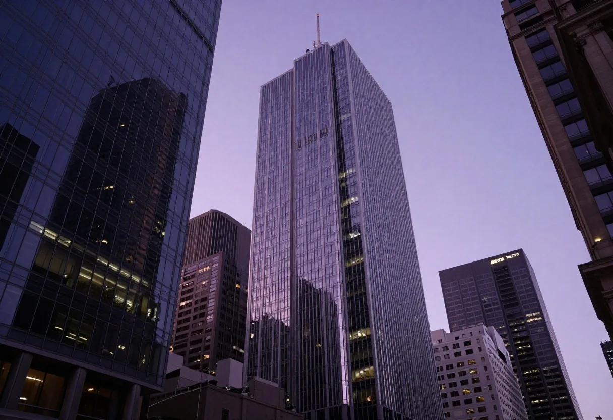 Collins Street financial precinct at dusk, Melbourne
