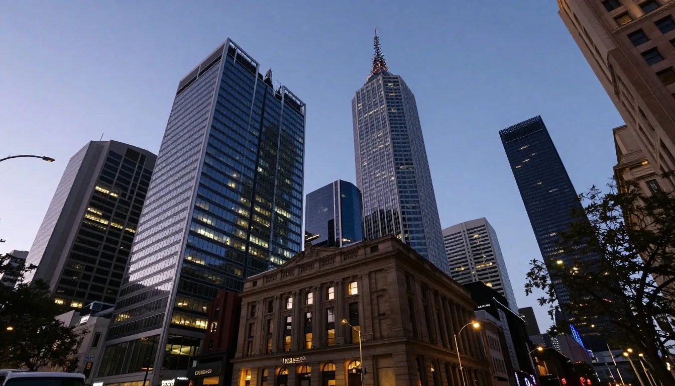 Melbourne financial precinct twilight office towers